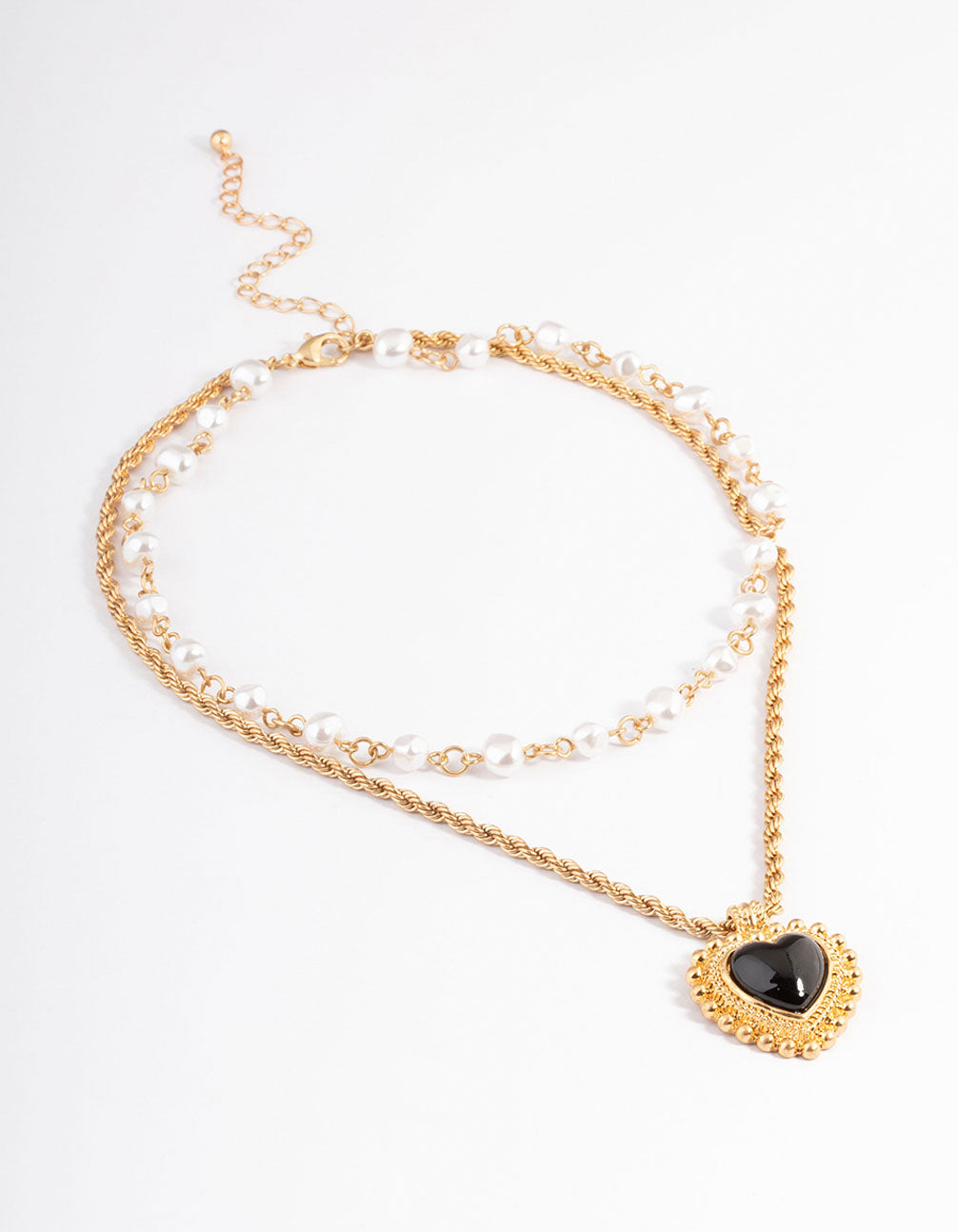 Gold Two Layer Heart Cross Necklace