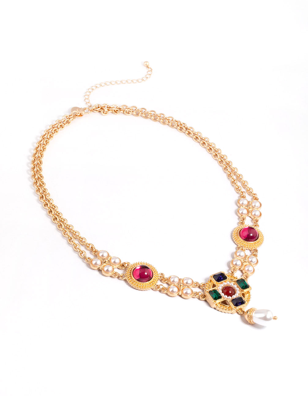 Gold Statement Pearl Drop Necklace