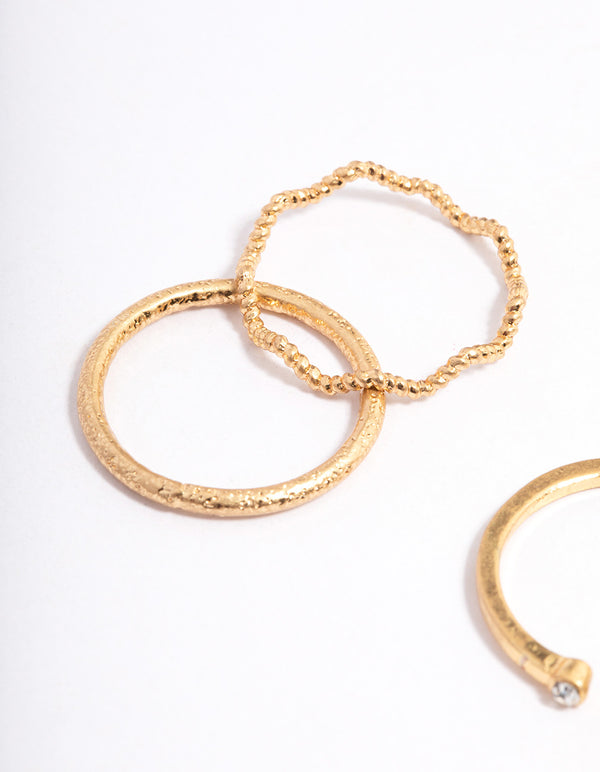 Worn Gold Knot Ring Set