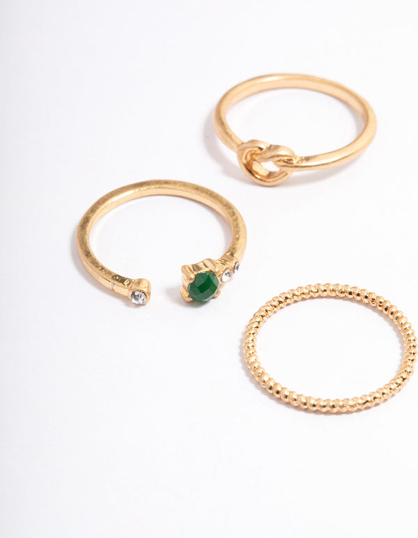 Worn Gold Knot Ring Set