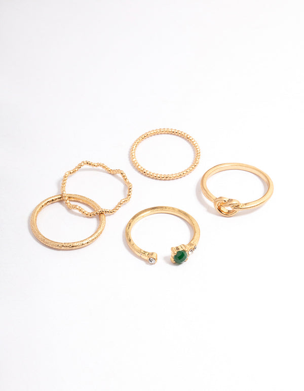Worn Gold Knot Ring Set