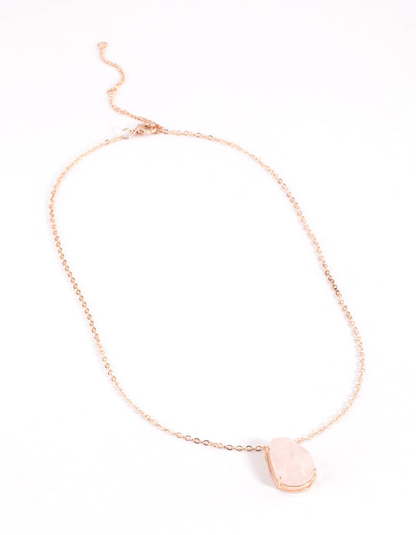 Rose Gold Plated Rose Quartz Stone Necklace