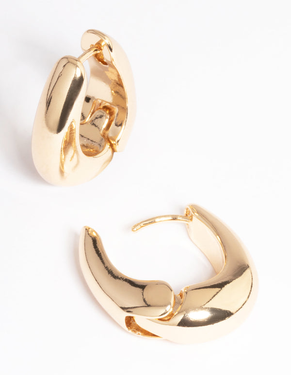 Gold Gradual Chunky Oval Huggie Earrings