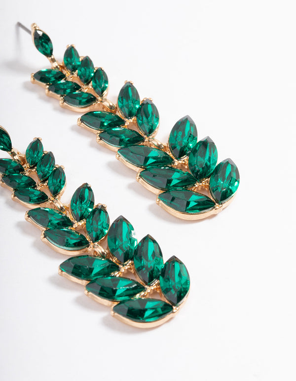 Gold Graduated Leaf Drop Earrings