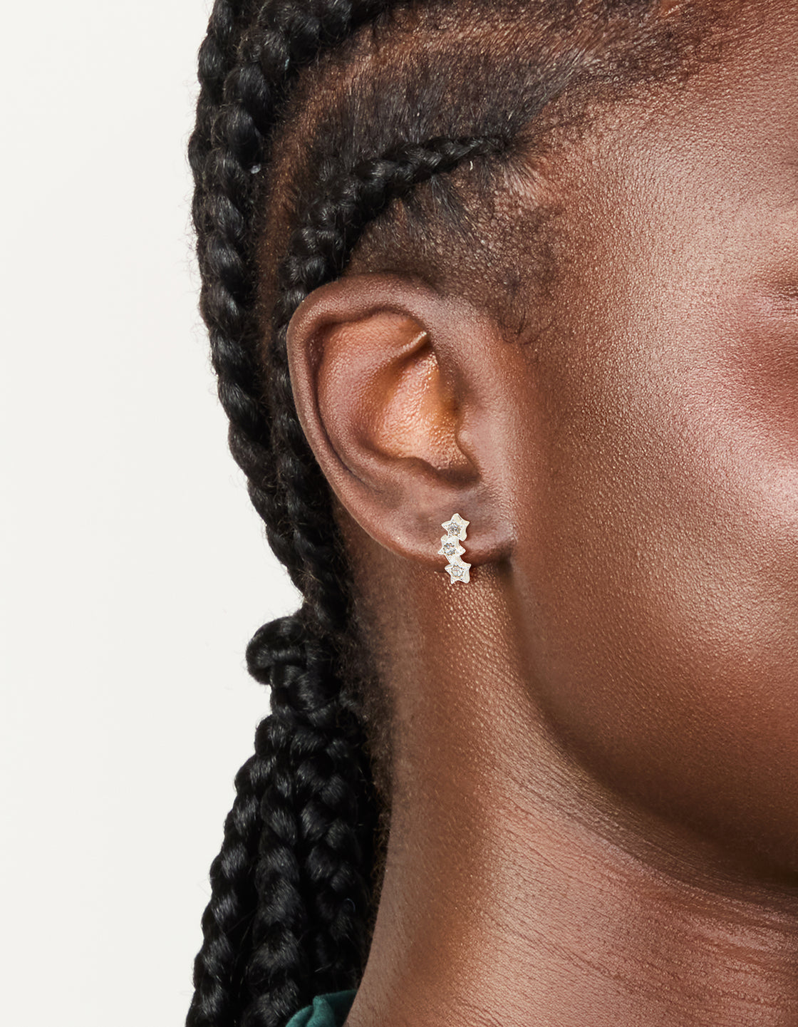 Silver Star Crawler Stud Earrings
