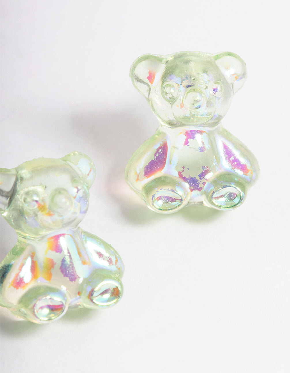 Acrylic Green Candy Bear Stud Earrings