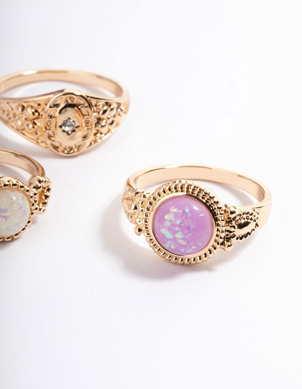 Gold Opal Signet Ring Pack