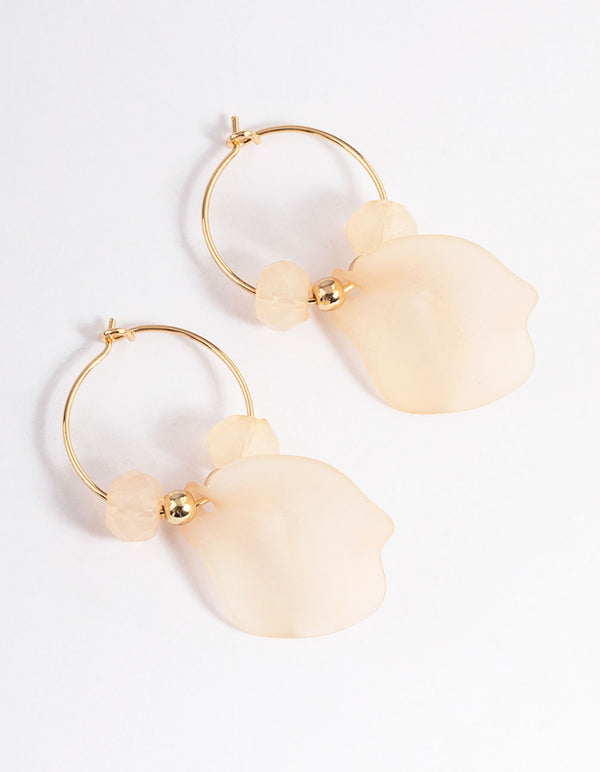 Blush Frosted Petal & Bead Drop Earrings