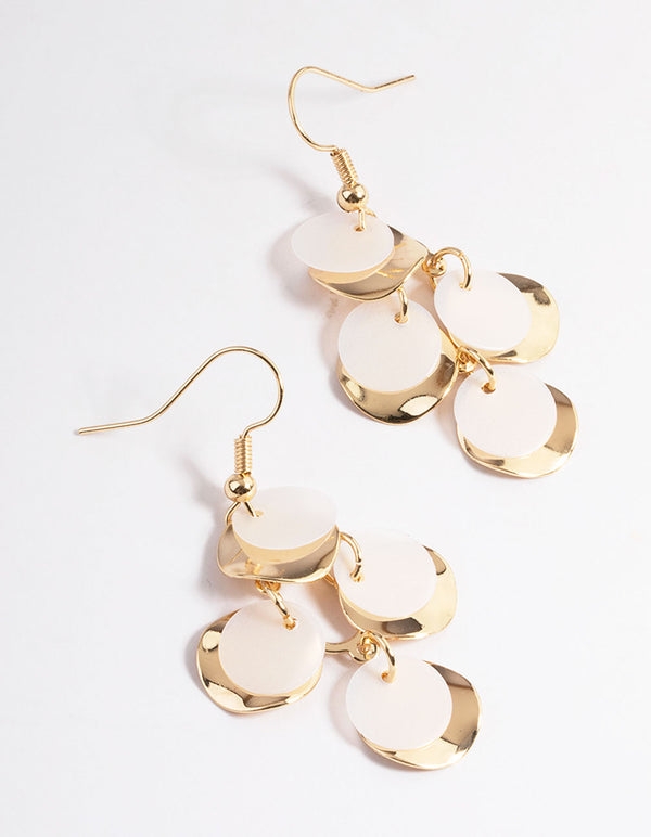 Cream Multi Disc Diamond Drop Earrings