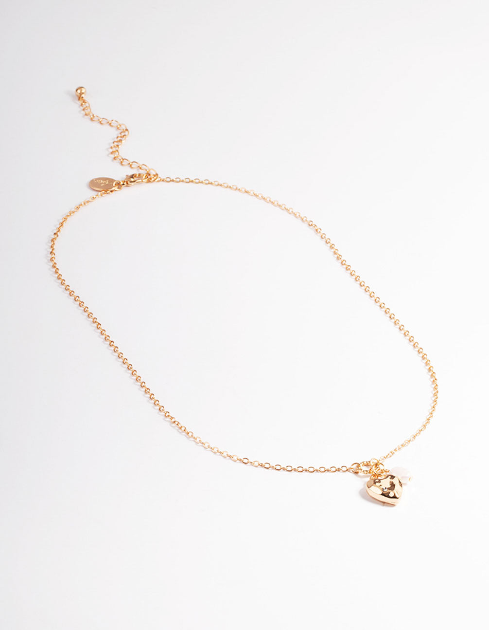 Gold Diamante Heart & Pearl Necklace