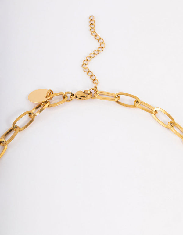 Gold Plated Stainless Steel Coin & Pearl Necklace