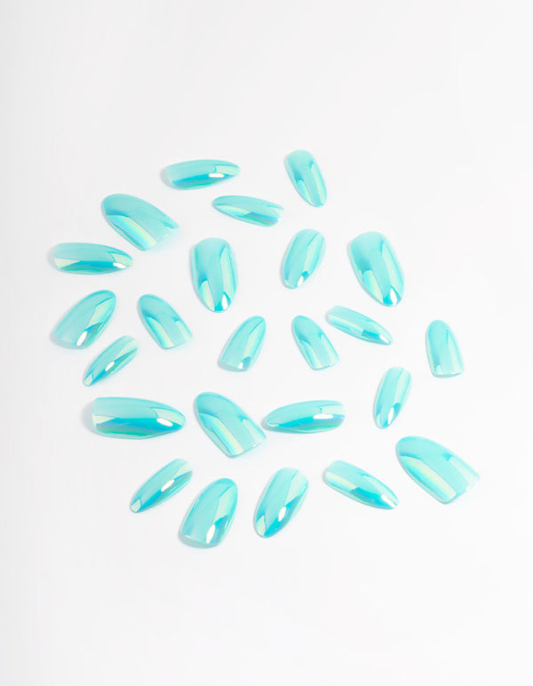 Blue Iridescent Press On Nails