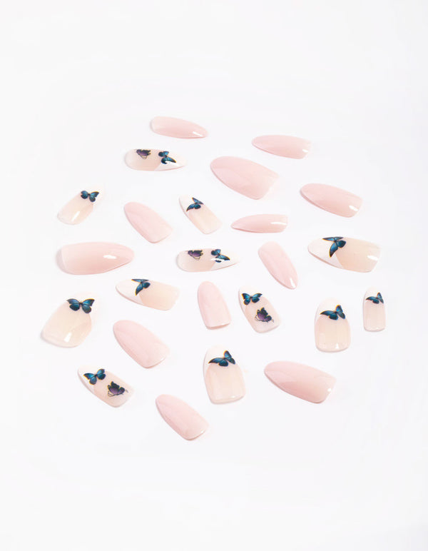 Pink Butterfly Press On Nails