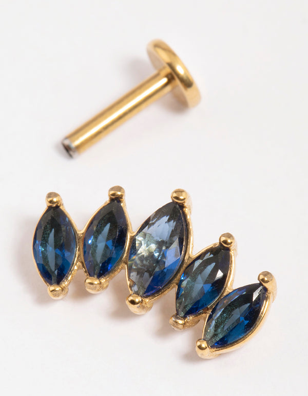 Gold Plated Surgical Steel Single Marquise Flat Back