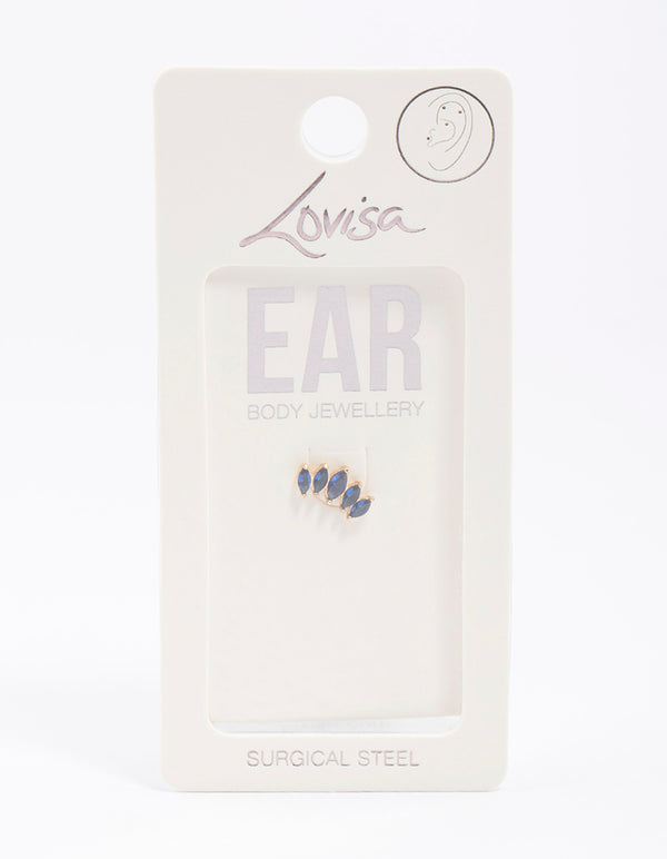 Gold Plated Surgical Steel Single Marquise Flat Back