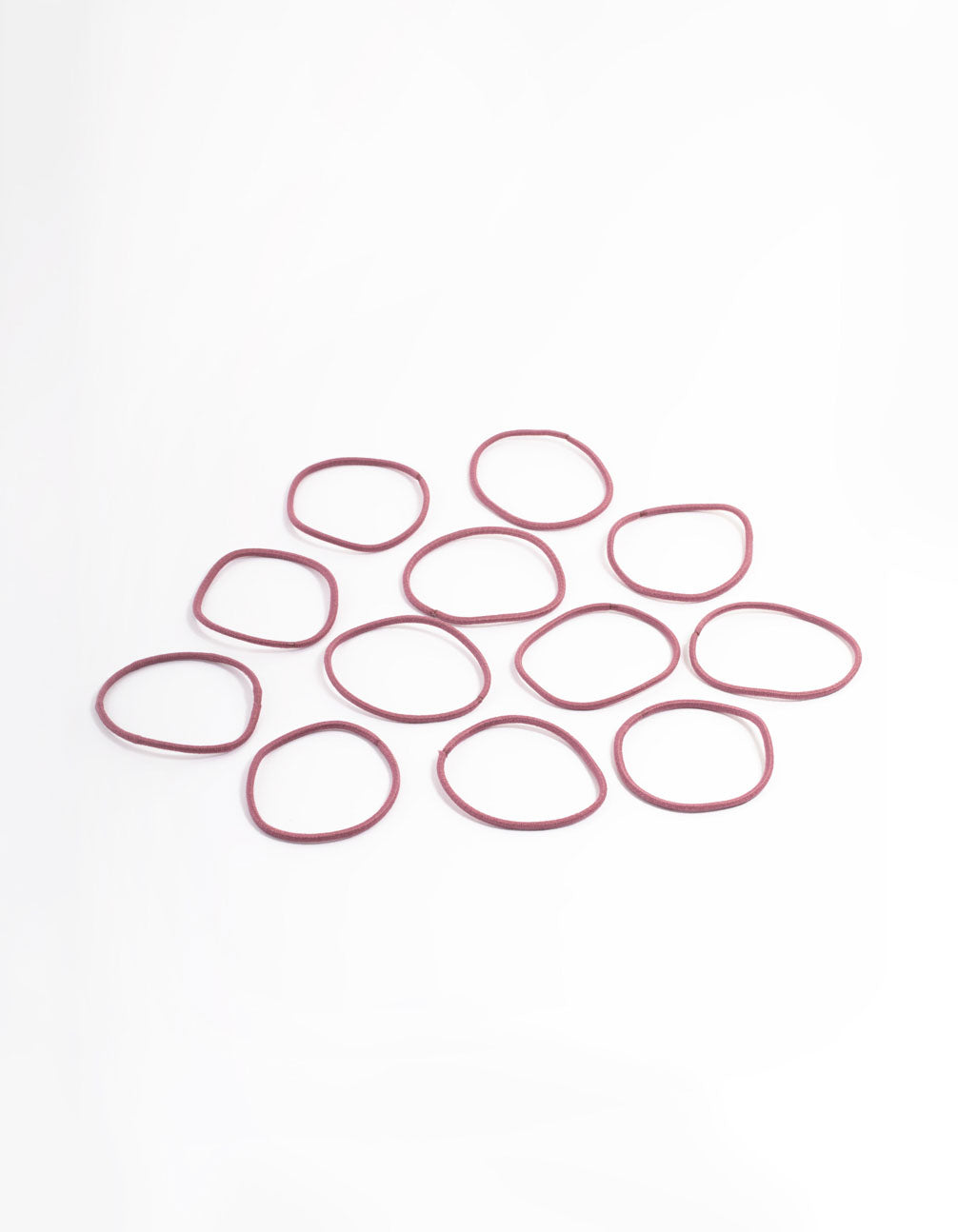 Maroon Fabric Basic Thin Hair Ties 12-Pack