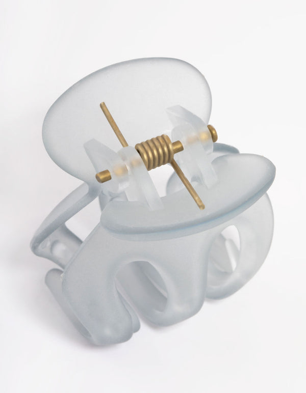 Grey Three Prong Mini Hair Claw Clip