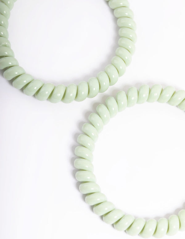 Green Plastic Narrow Hair Spiral Pack