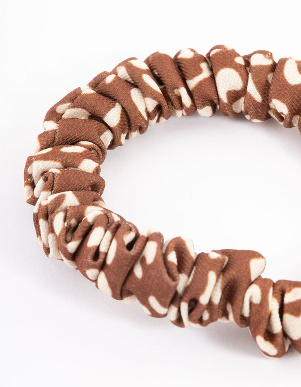 Brown Fabric Clamp Thin Scrunchie