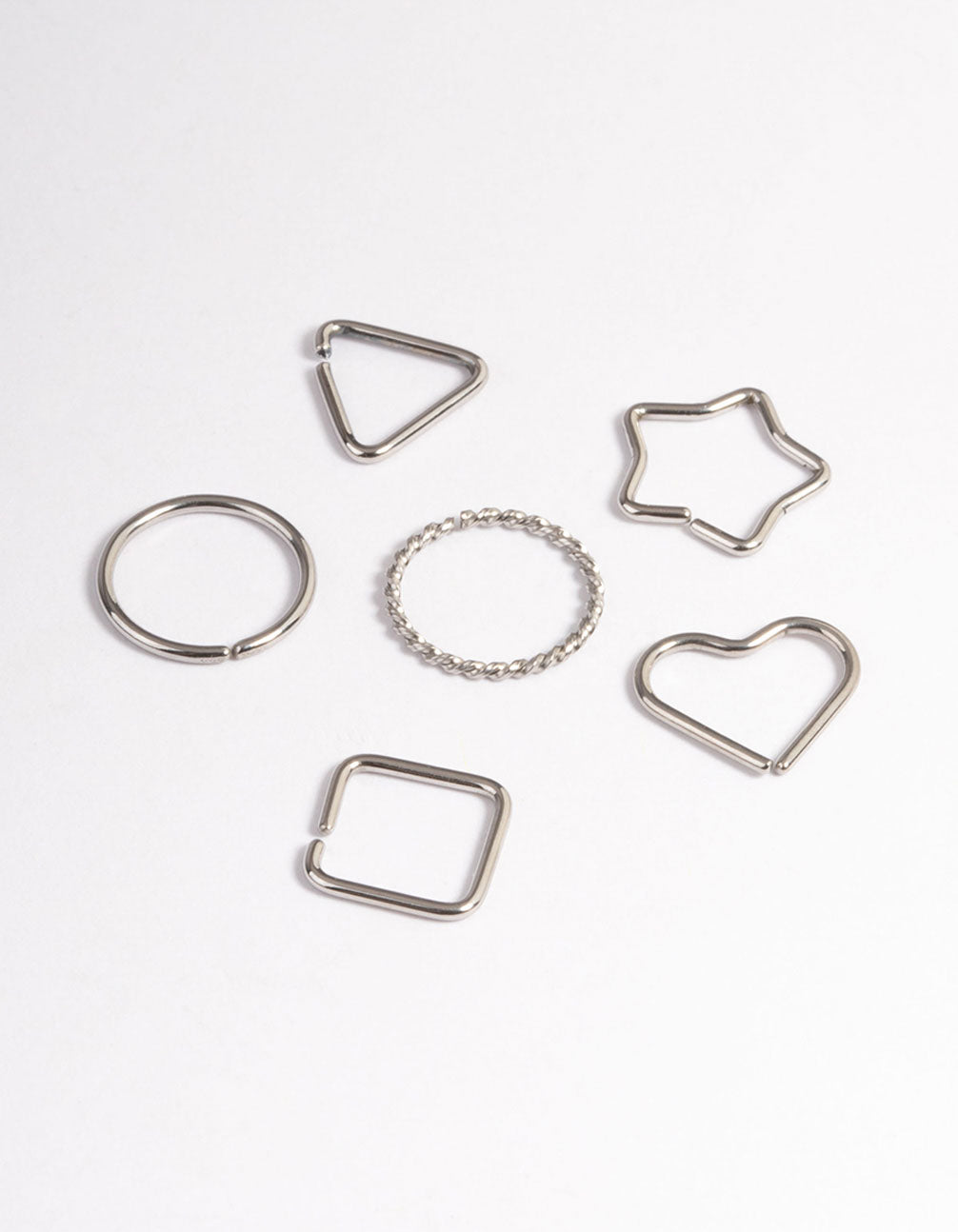 Surgical Steel Geometric Rings Nose Stud 6-Pack
