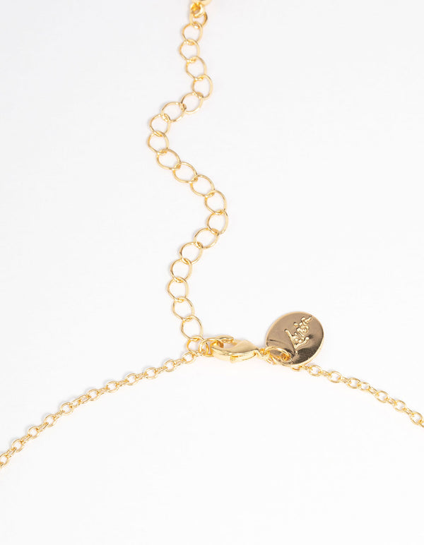 Gold Plated Green Fluorite Freshwater Pearl Square Charm Necklace