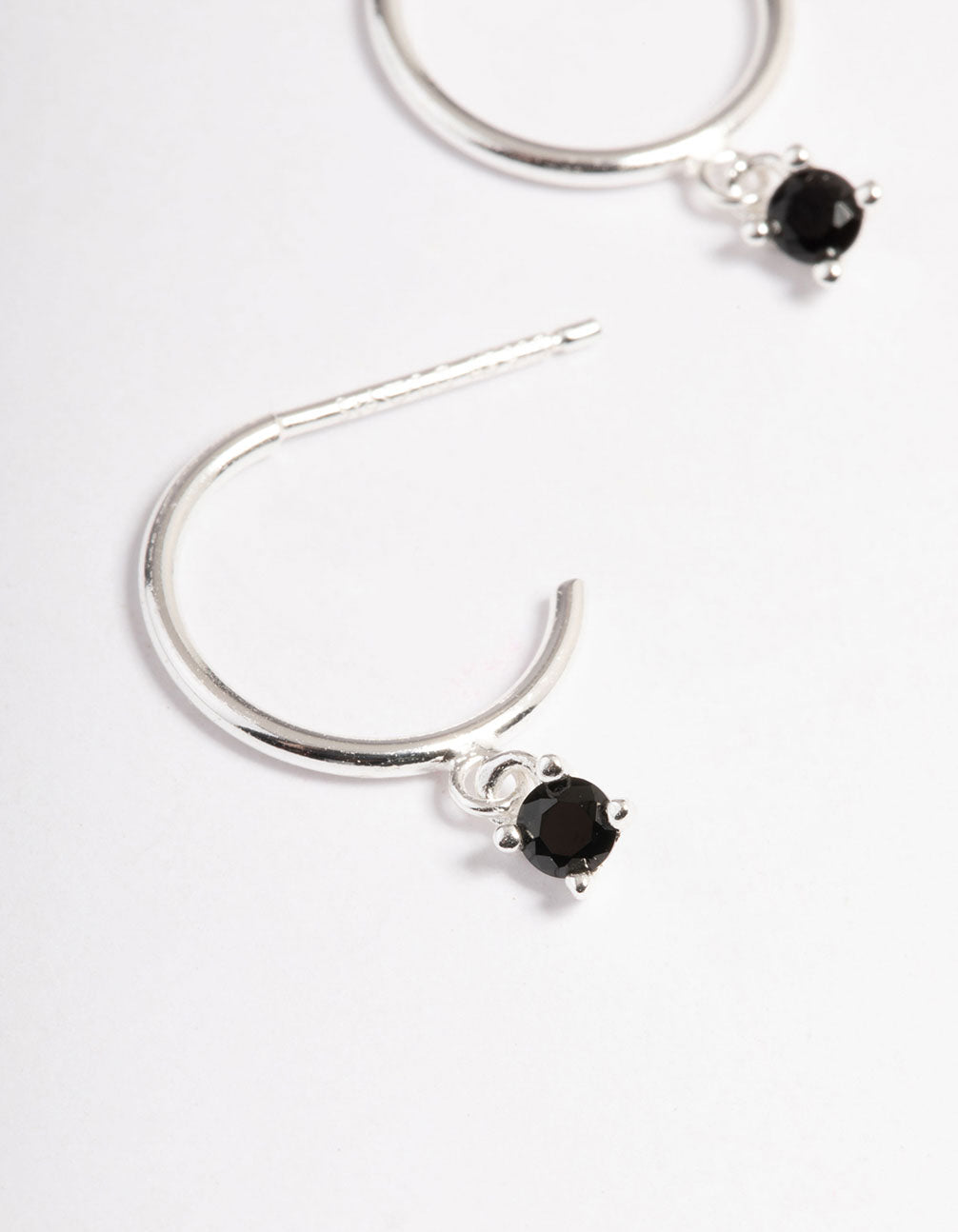 Sterling Silver Cubic Zirconia Four Claw Hoop Earrings