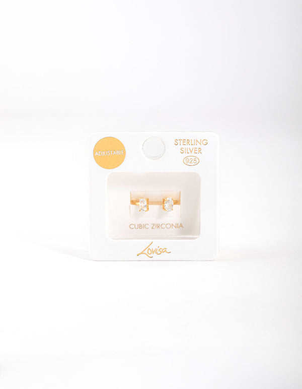 Gold Sterling Plated Double Statement Cubic Zirconia Ring