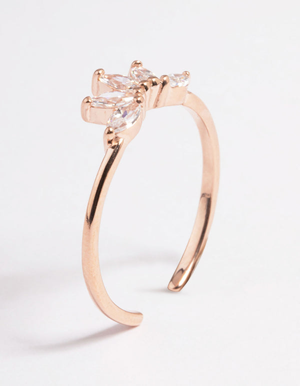 Rose Gold Sterling Plated Fan Diamante Nest Ring