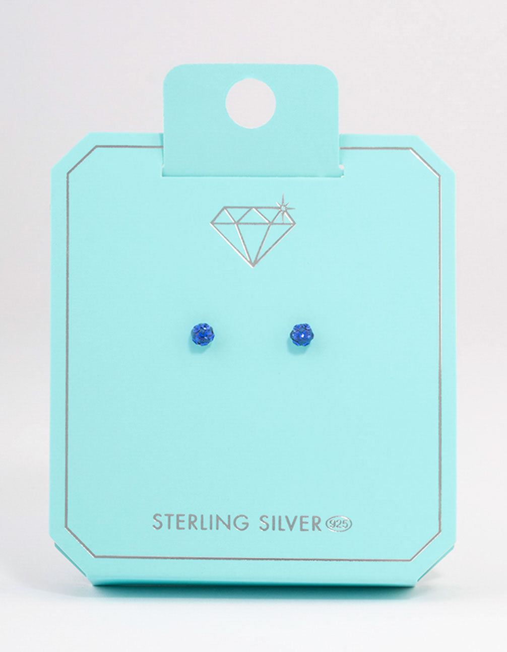 Sterling Silver Blue Pave Stud Earrings 4mm