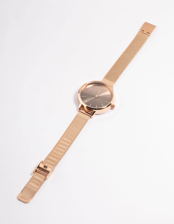 Rose Gold Ombre Sun Ray Mesh Watch