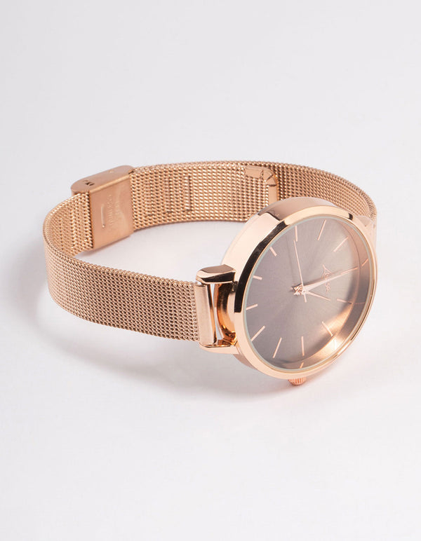 Rose Gold Ombre Sun Ray Mesh Watch