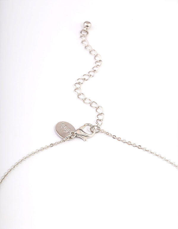 Silver Blue Cubic Zirconia Pear Halo Earrings & Necklace Set