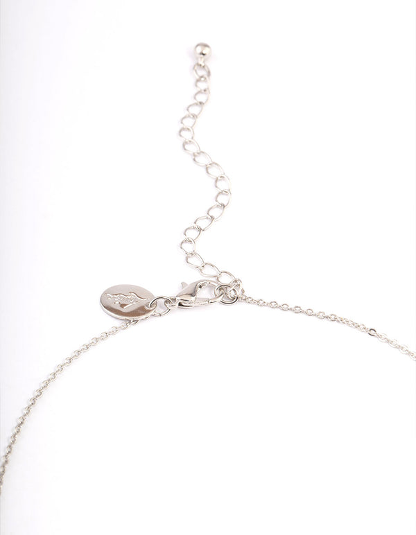 Silver Red Cubic Zirconia Pear Halo Earrings & Necklace Set