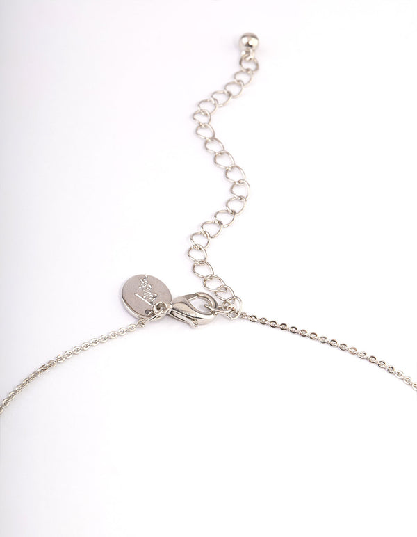 Silver Cubic Zirconia Solitaire Earrings & Necklace Set