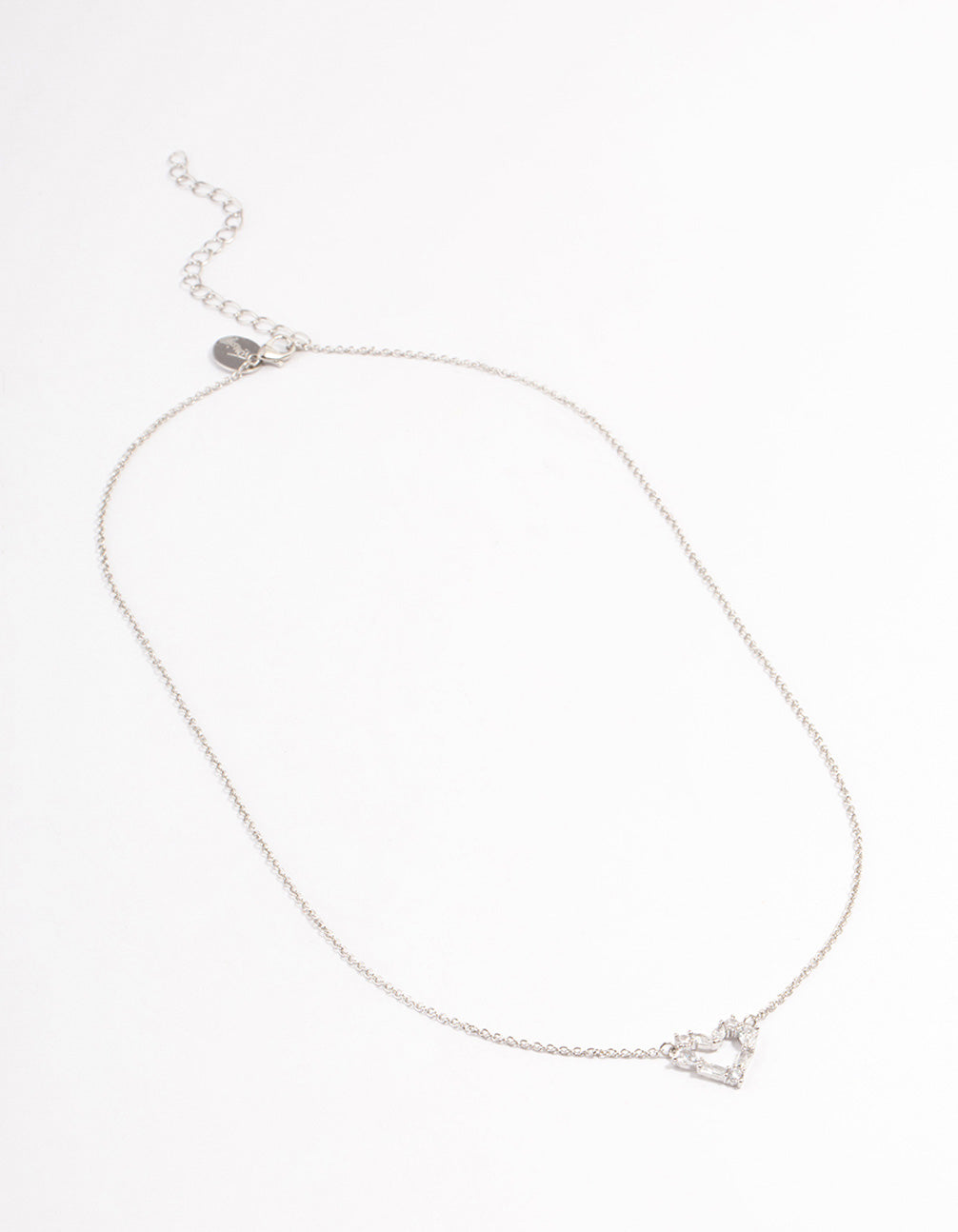 Silver Stone Heart Pendant Necklace