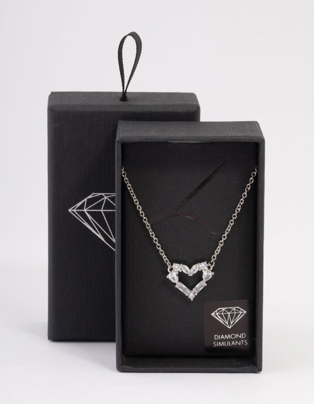 Silver Stone Heart Pendant Necklace