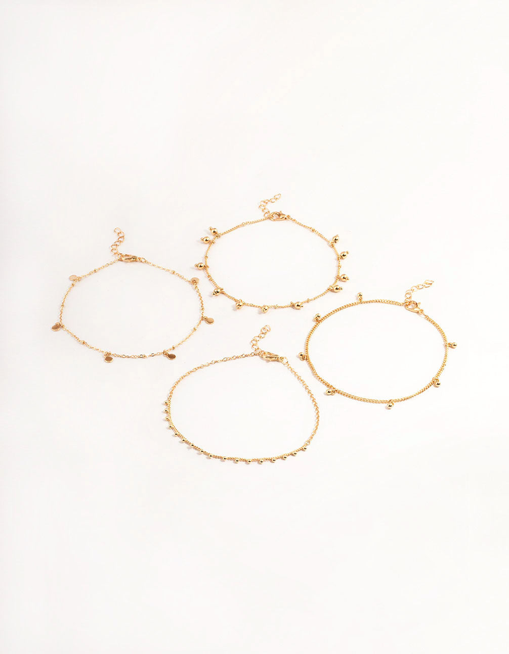 Gold Four Layer Ball Drop Anklet