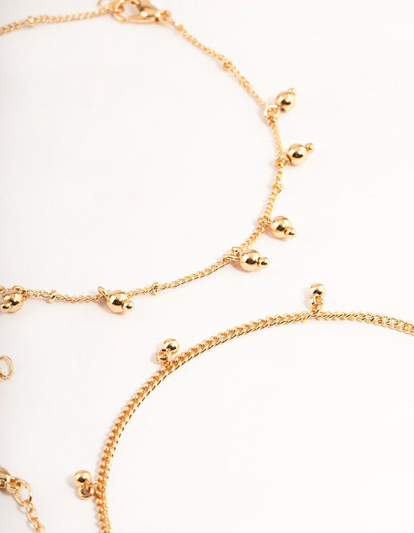 Gold Four Layer Ball Drop Anklet