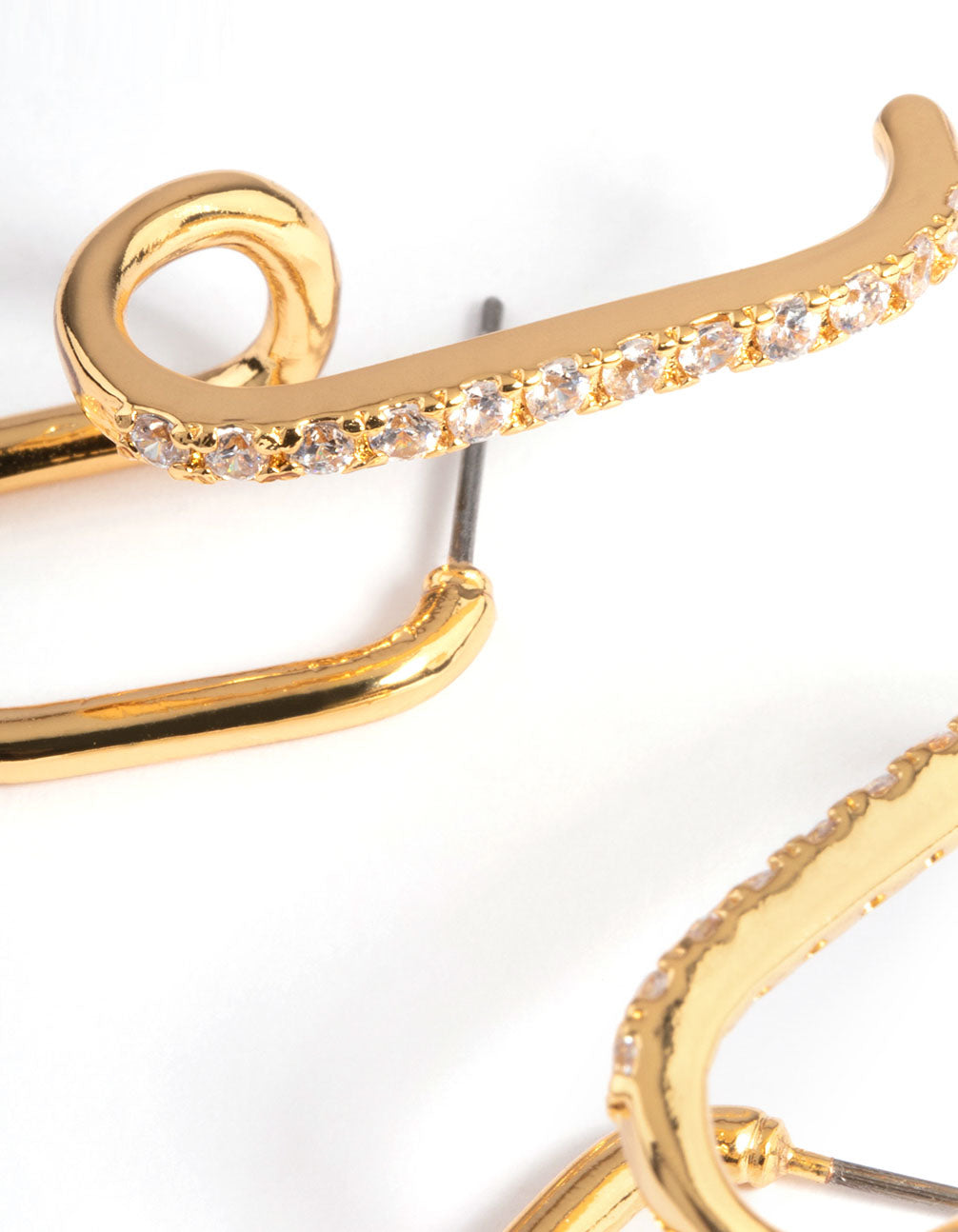 Gold Plated Cubic Zirconia Illusion Cuff Hoop Earrings