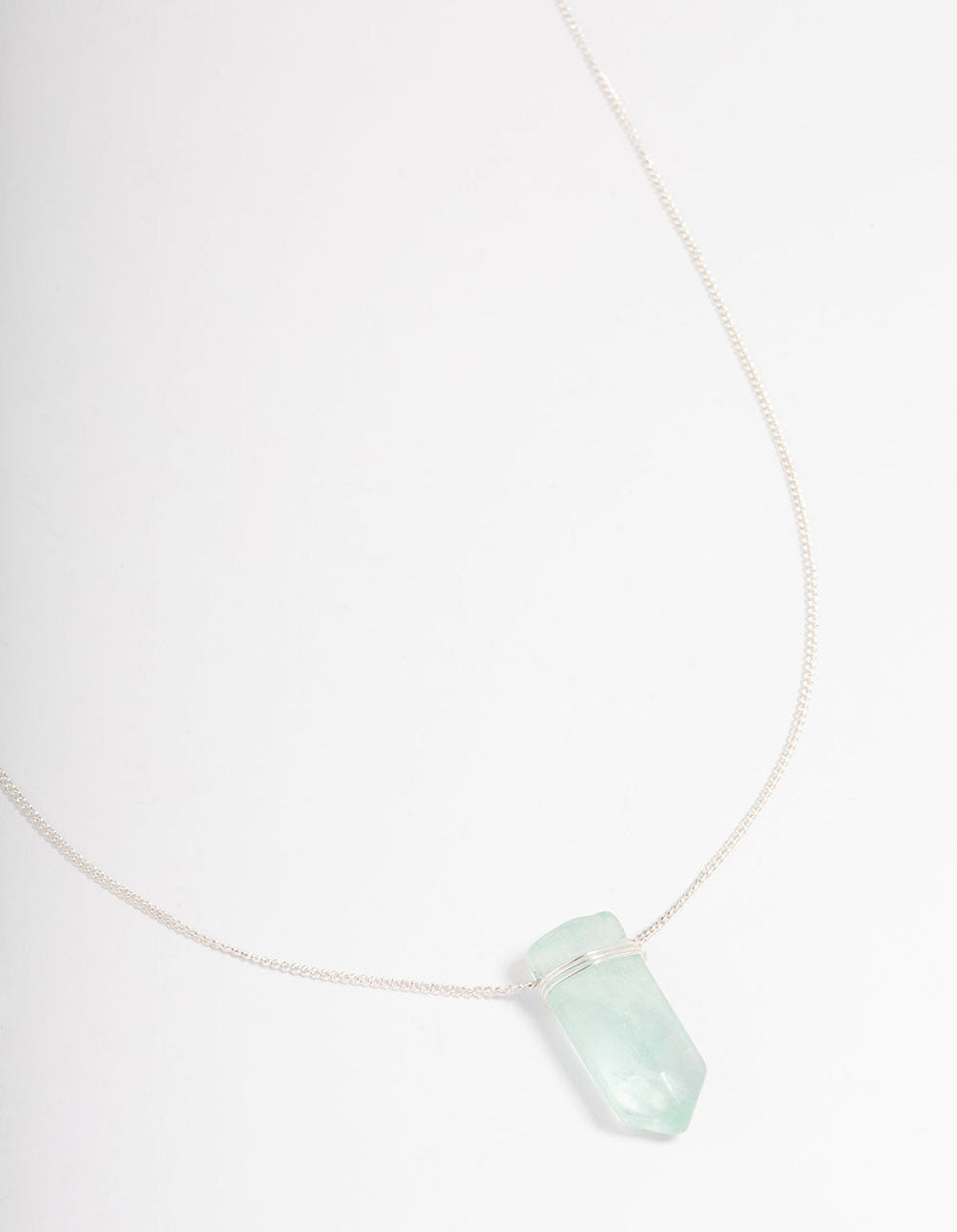Silver Green Fluorite Shard Curb Necklace
