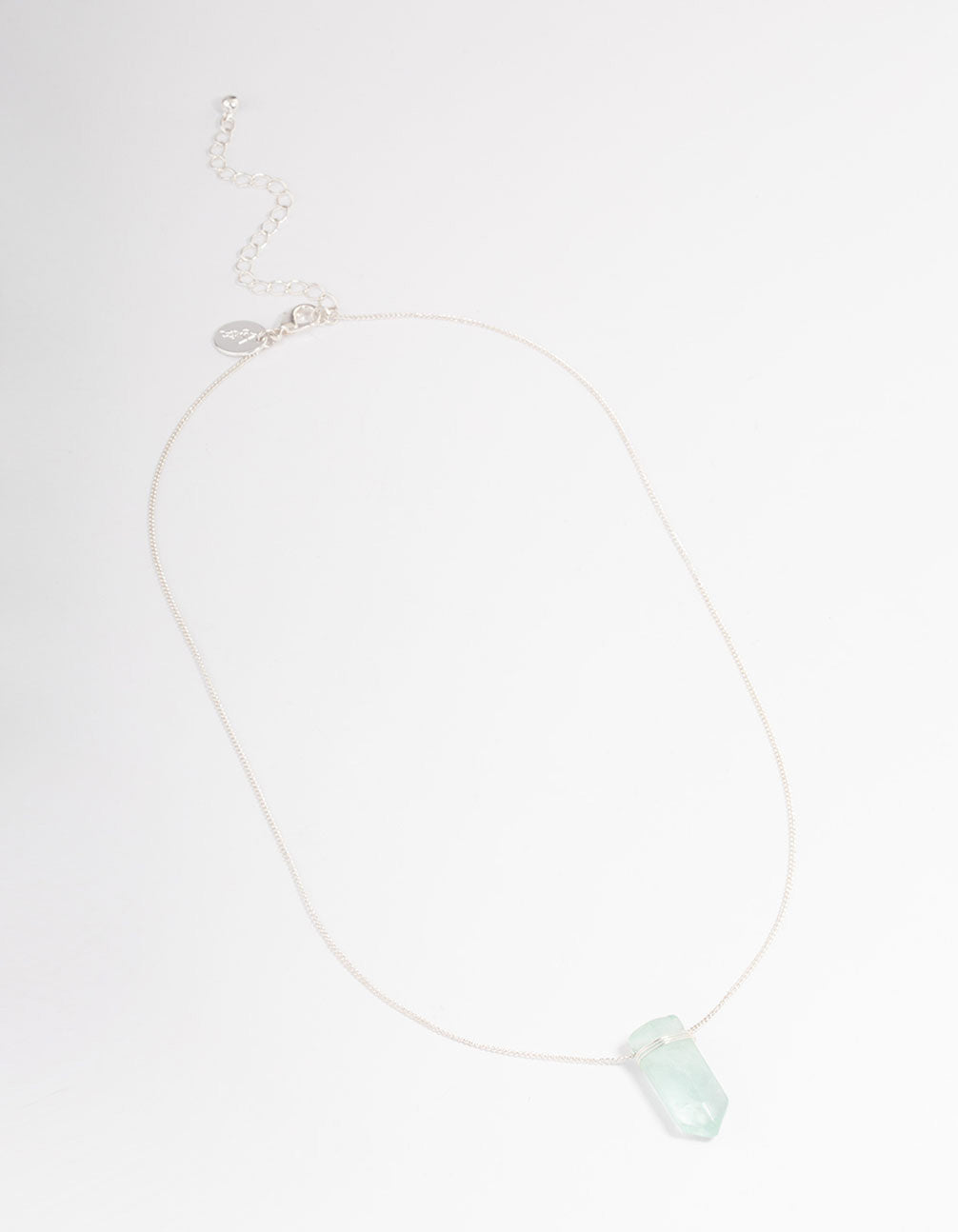 Silver Green Fluorite Shard Curb Necklace