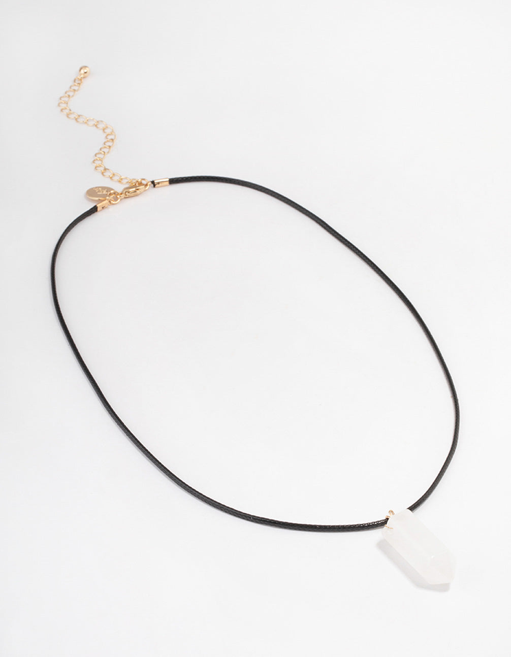 Gold Clear Quartz Shard Cord Necklace