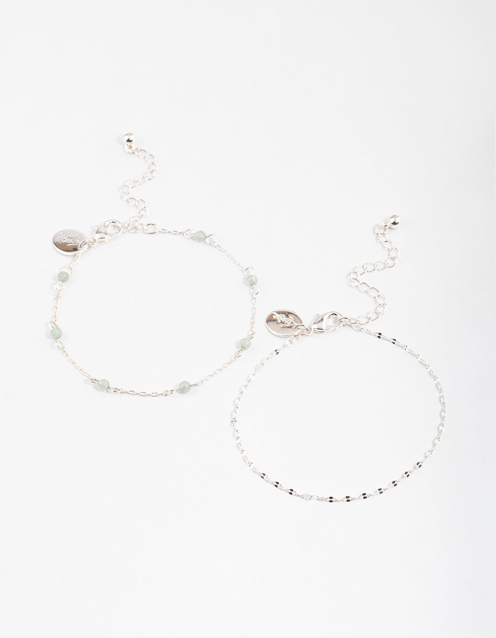 Silver Plated Green Fluorite Ball Double Row Bracelet