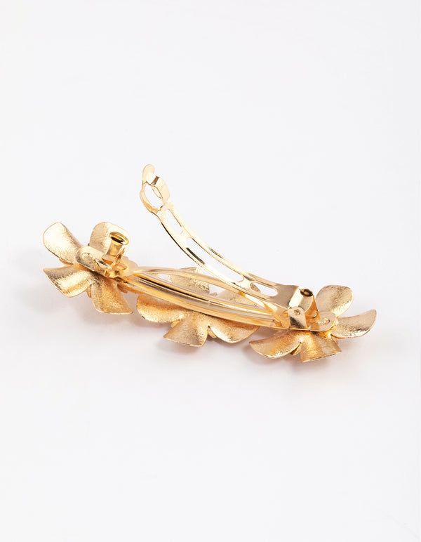 Gold Diamante Flower Hair Clips