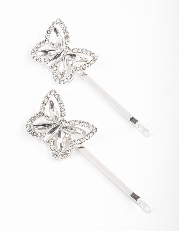 Silver Butterfly Slide Claw Clip Pack
