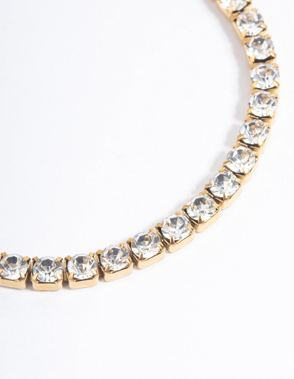 Waterproof Gold Plated Stainless Steel Diamante Tennis Bracelet