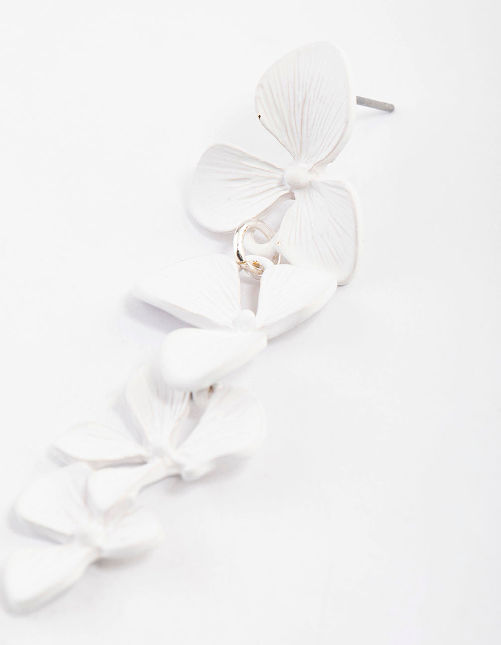White Graduated Flower Drop Earrings