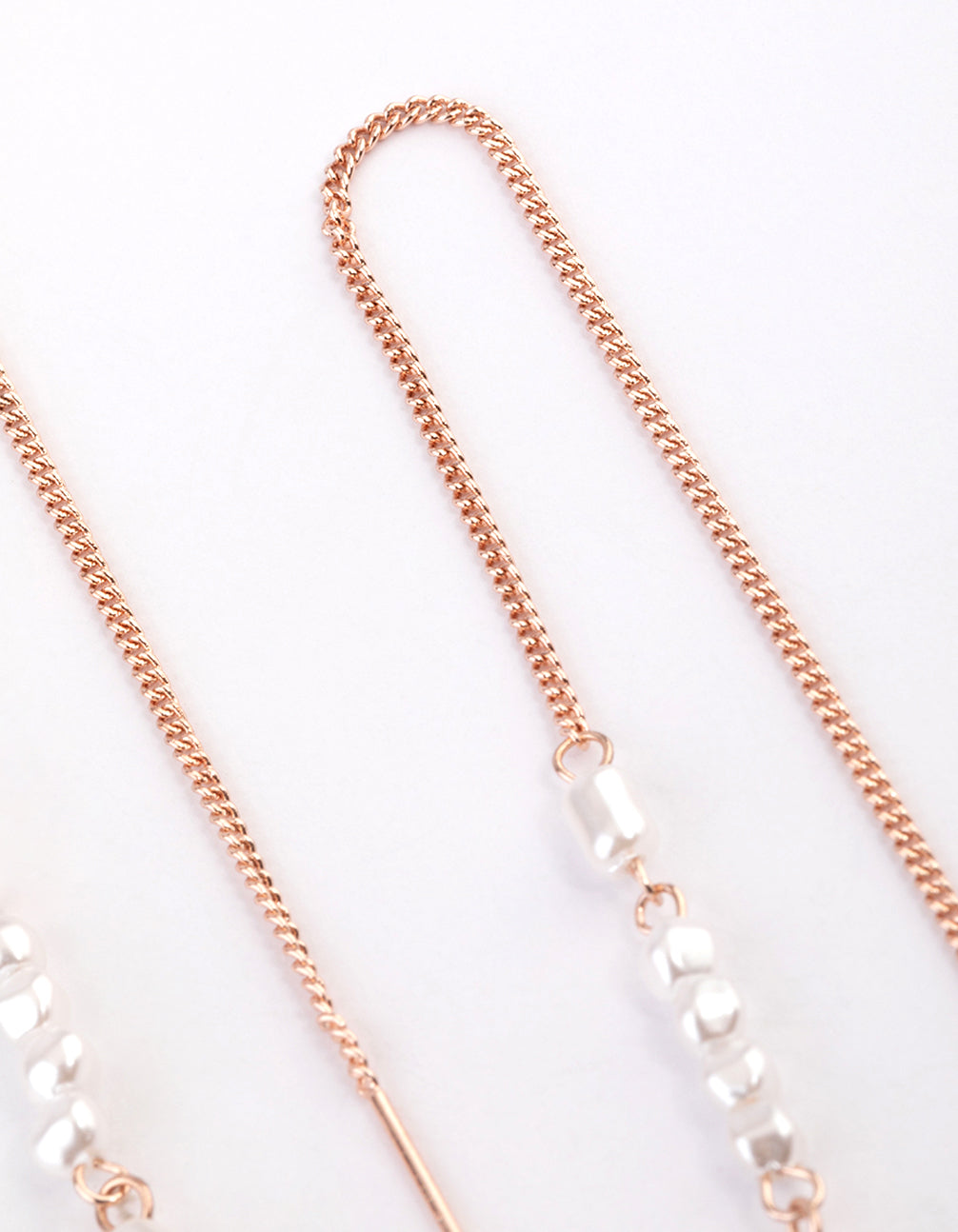 Rose Gold Pearly Thread Through Earrings
