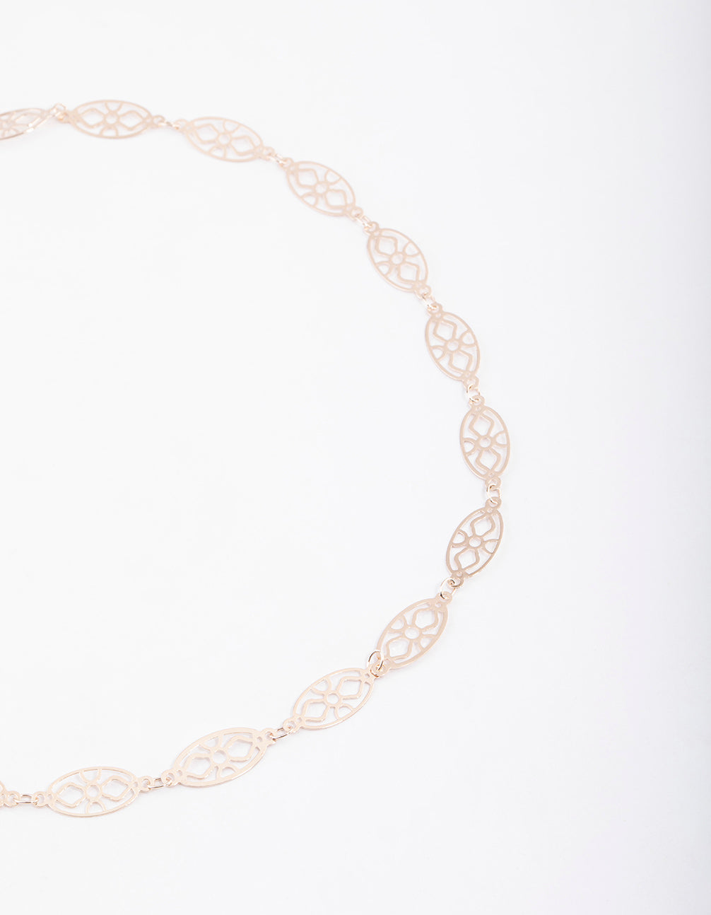 Rose Gold Filigree Oval Necklace