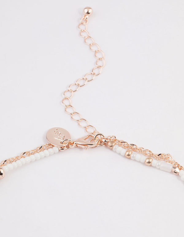 Rose Gold Beaded Layered Choker